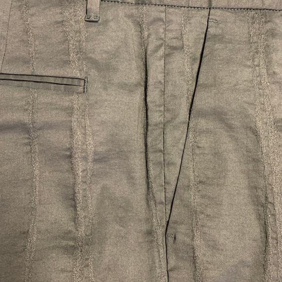 JOHN VARVATOS Size 32 Black Stripe Ramie Blend Flat Front Dress Pants - Picture 6 of 8